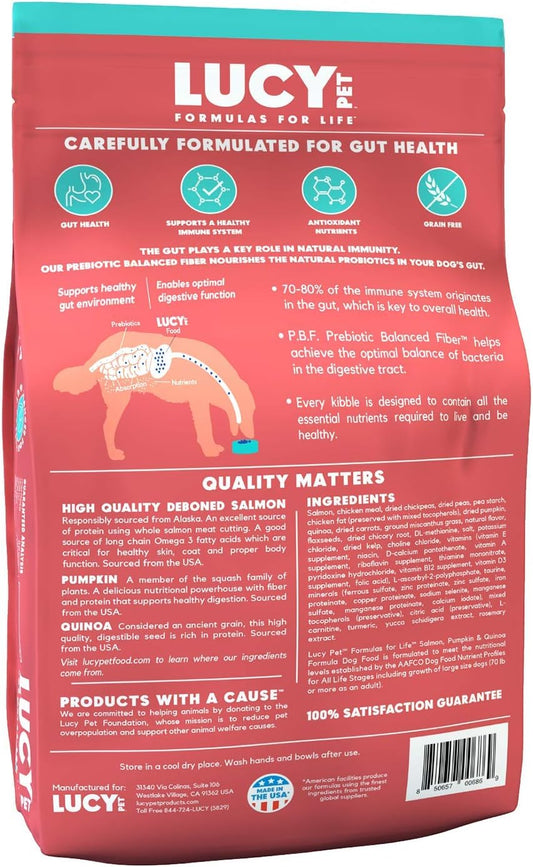 Lucy Pet Formulas for Life Salmon, Pumpkin, & Quinoa Dry Dog Food, All Life Stages, Digestive Health, Sensitive Stomach & Skin, 12lb bag