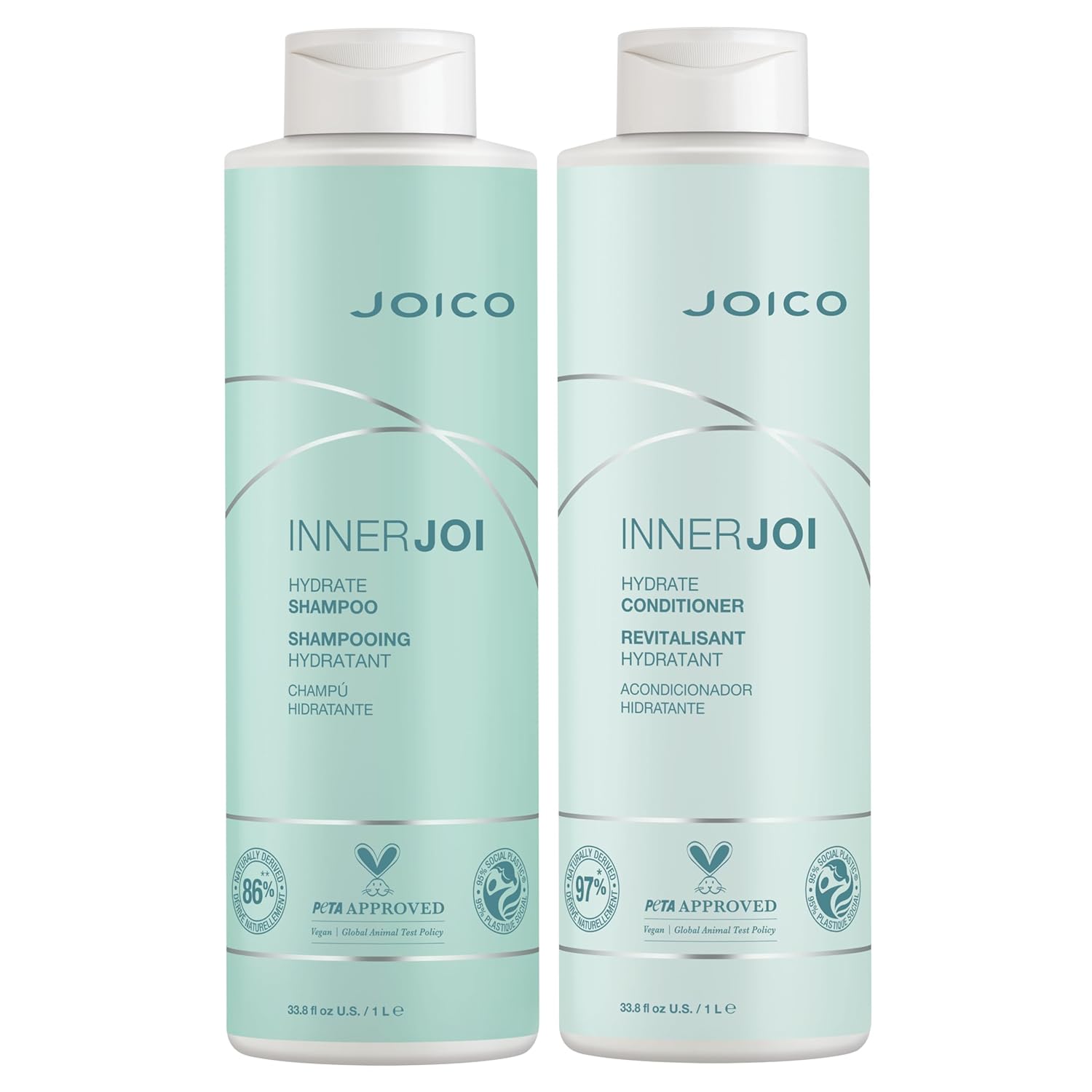 Joico Innerjoi Hydrate Shampoo And Conditioner | For Dry Hair & Scalp | Sulfate & Paraben Free | Naturally-Derived Vegan Formula