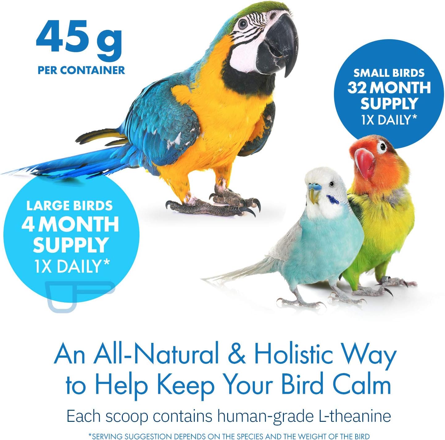 Avian Calm™ Dietary Supplement For Parrots, All-Natural Calming Supplement (120 Servings)