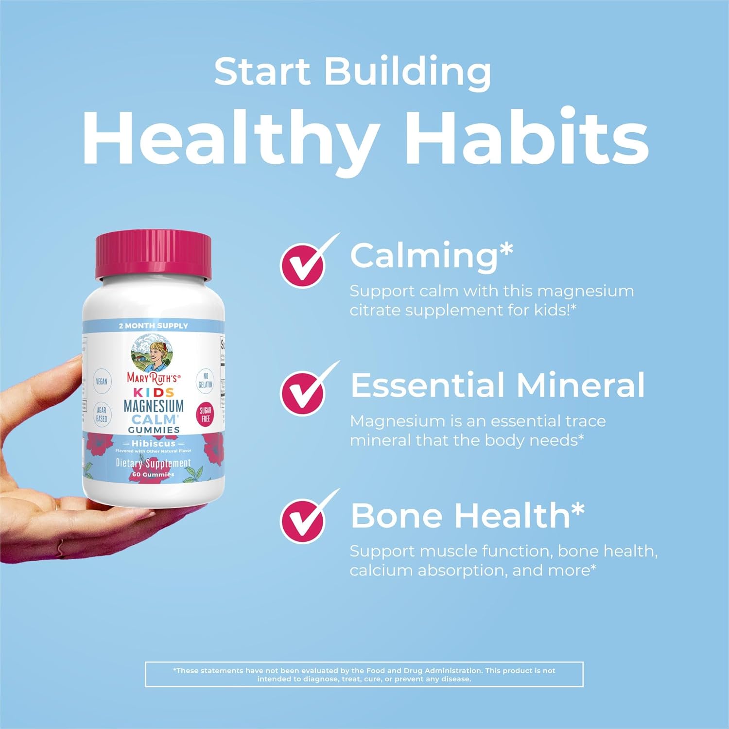 MaryRuth's Multivitamin (Strawberry) and Magnesium Calm Gummies (Hibiscus) for Kids | Clean Label Project Verified® | Vitamins for Overall Wellness and Sleep| Vegan, Non-GMO, Gluten Free : Health & Household