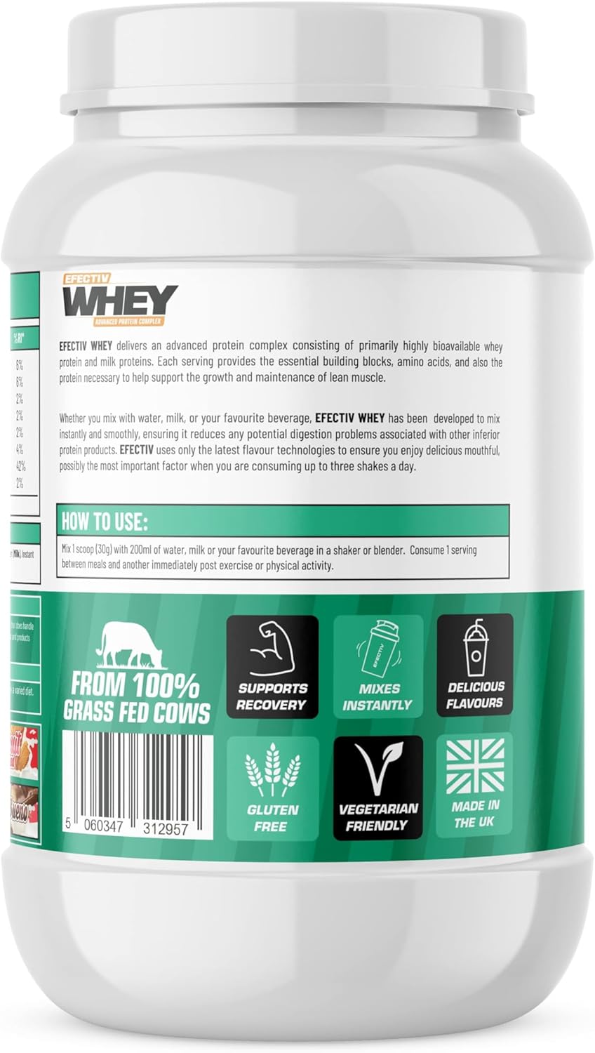 EFECTIV Whey Protein | Advanced Protein Complex | Build Muscle | Recovery | Gluten Free | 30 Servings | (900 Grams, Caramel Latte) : Amazon.co.uk: Health & Personal Care