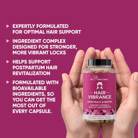 Vibrance Hair Growth Vitamins For Women – Grow Hair Faster, Healthier, And Stronger With Potent Multiblend Of Biotin & Optimsm – Supports Thicker, Shinier Hair & Regrowth – 60 Vegetarian Soft Capsules