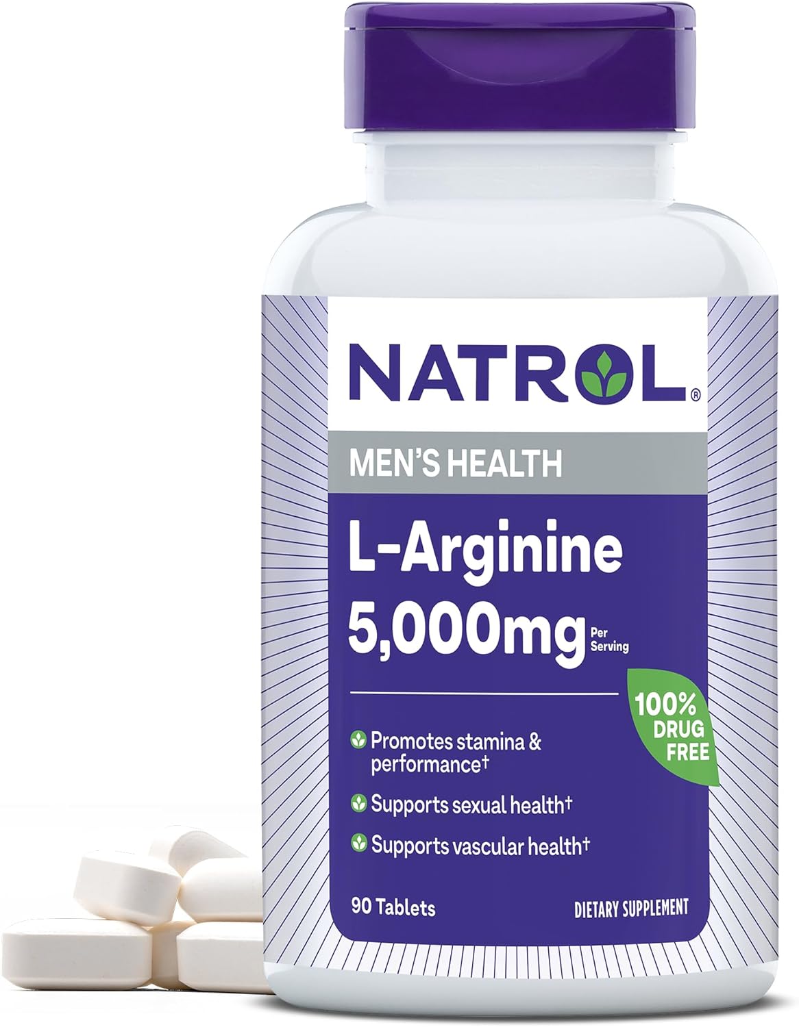 Natrol L-Arginine Tablets, Promotes Stamina And Performance, Supports Sexual And Vascular Health, Contains Nitric Oxide With B Vitamin Complex, Amino Acid, Extra Strength, 3000Mg, 90 Count