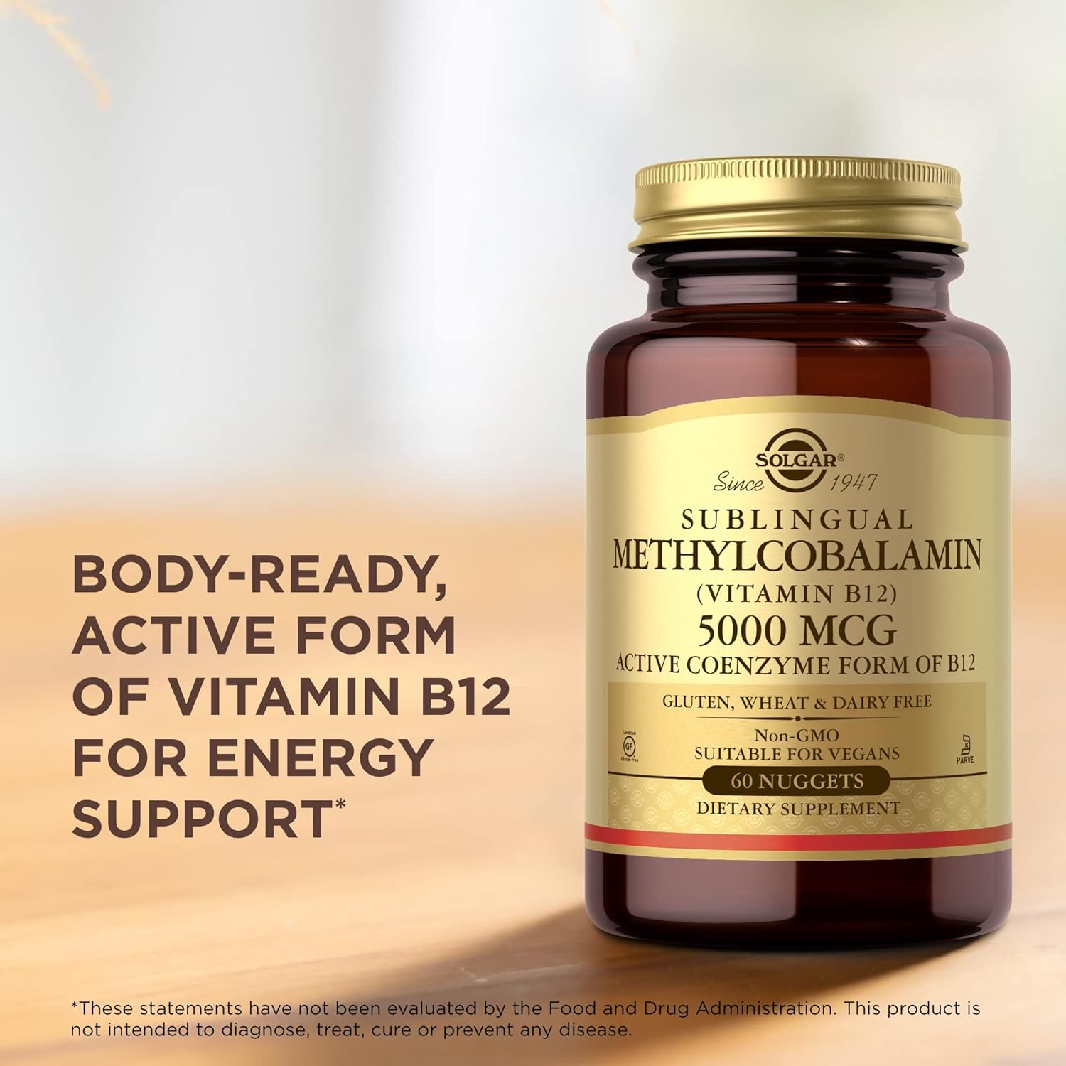 Solgar Methylcobalamin (Vitamin B12) 5000 Mcg - 60 Nuggets, Pack Of 3 - Supports Energy Metabolism - Vitamin B - Non-Gmo, Vegan, Gluten Free - 180 Total Servings