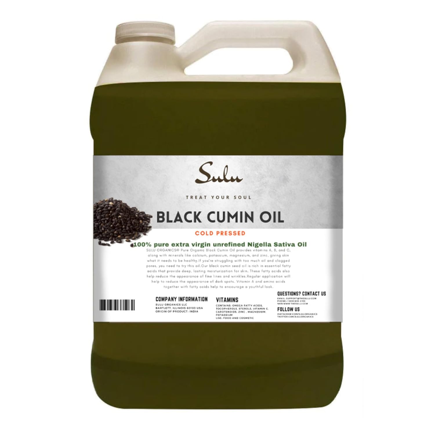 1 Gallon- 100% Pure Unrefined Extra Virgin Black Cumin Oil