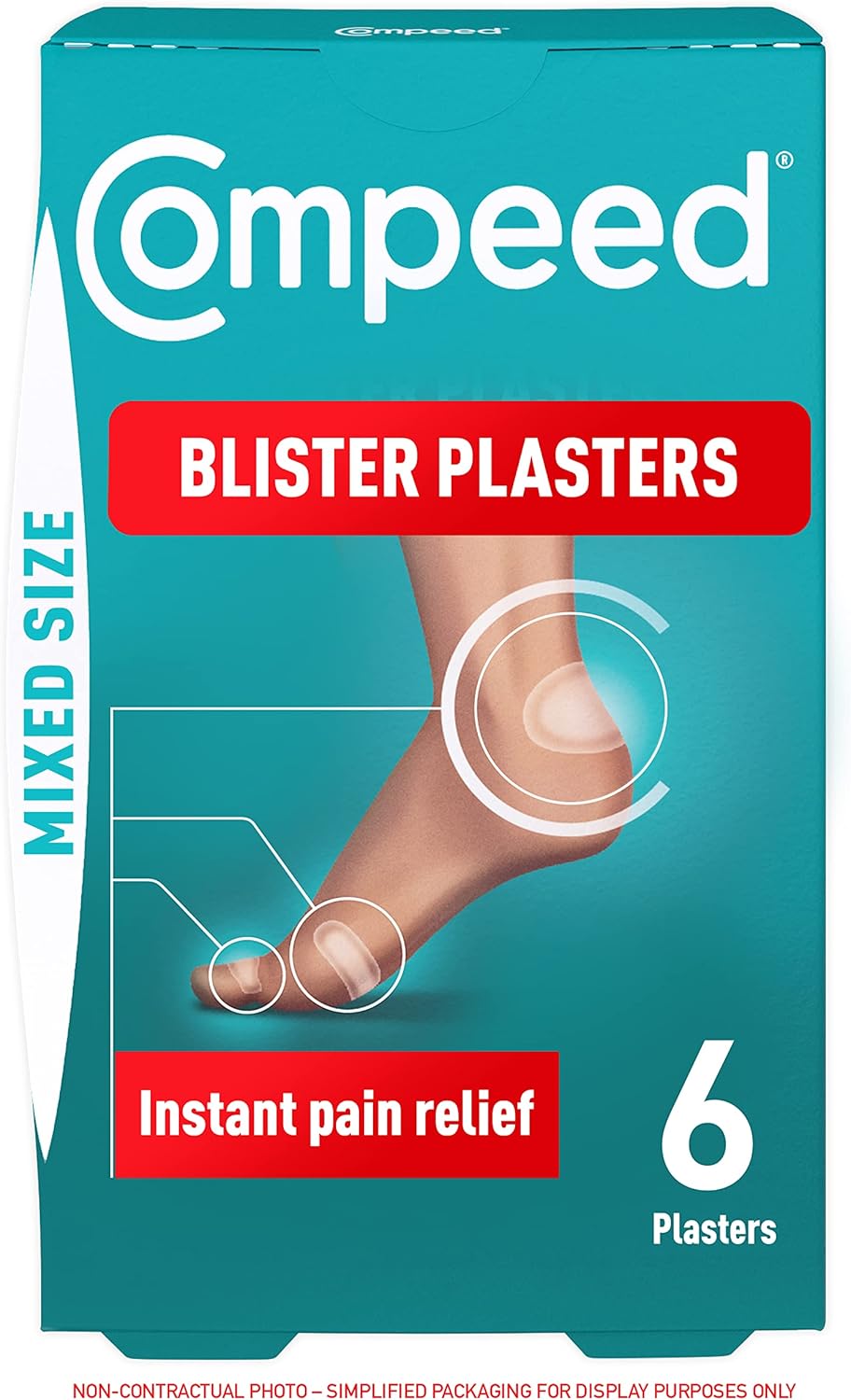 Compeed Mixed Size Blister Plasters, Pack Of 6 & Extreme Blister Plasters, 6 Hydrocolloid Plasters, Foot Treatment, Heal Fast, 100 Percent Plastic Free Carton Pack, Blue
