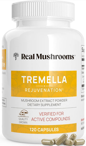 Real Mushrooms Tremella Mushroom Extract (120 Ct) Mushroom Blend For Immune Support, Brain, And Skin - Vegan, Non-Gmo, Organic Mushroom Supplements For Humans - Immune Support Supplement