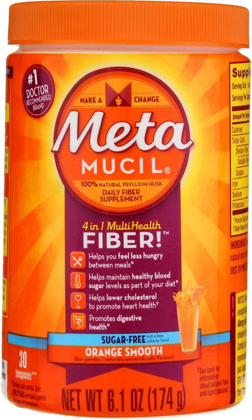 Metamucil Daily Fiber Supplement/Therapy for Regularity, Sugar Free, Orange Smooth, 6.1 oz (Pack of 3)