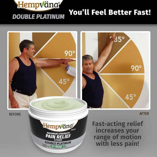 Hempvana As Seen On TV Double Platinum Cream with 8 Times Hemp Seed Oil Absorbs Quickly & Targets Muscle, Joint, Back, Knee Discomfort for Fast Relief, More Range of Motion