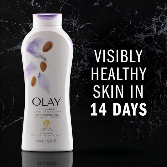 Olay Body Wash For Women, Daily Moisture With Almond Milk Body Wash, 22 Oz, (4 Count)