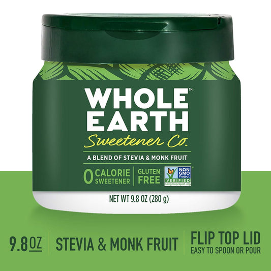 Whole Earth Stevia & Monk Fruit Plant-Based Sweetener, 9.8 Ounce Jar