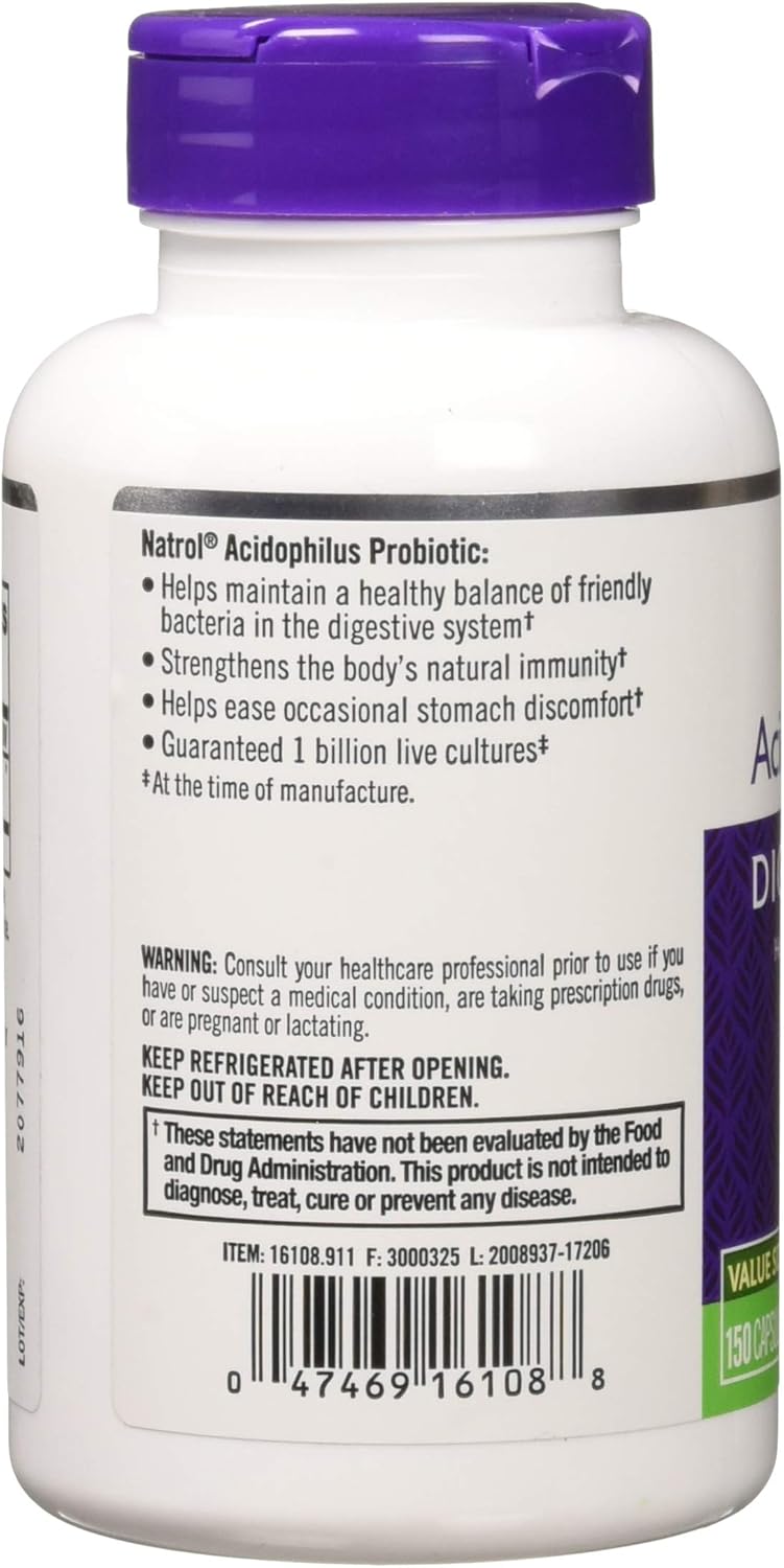 Natrol Acidophilus Probiotic - 100 mg - 150 Capsules (Pack of 12)