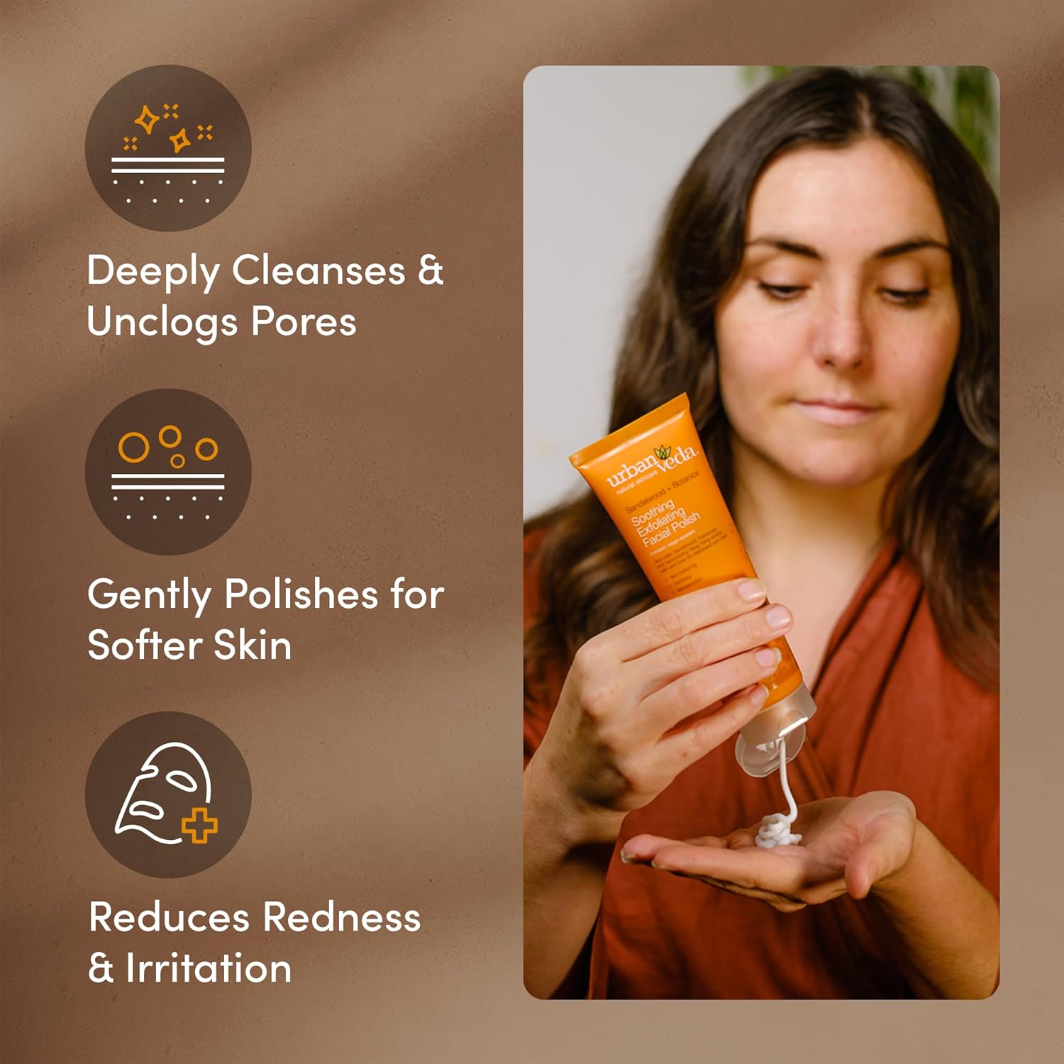 Urban Veda Soothing Face Scrub | Exfoliating Face Scrub for Dry Skin | Black Head Remover for Face with Sandalwood | Face Exfoliator for Sensitve Skin | Gentle FaceScrub for Women & Men |1 x125ml : Amazon.co.uk: Beauty