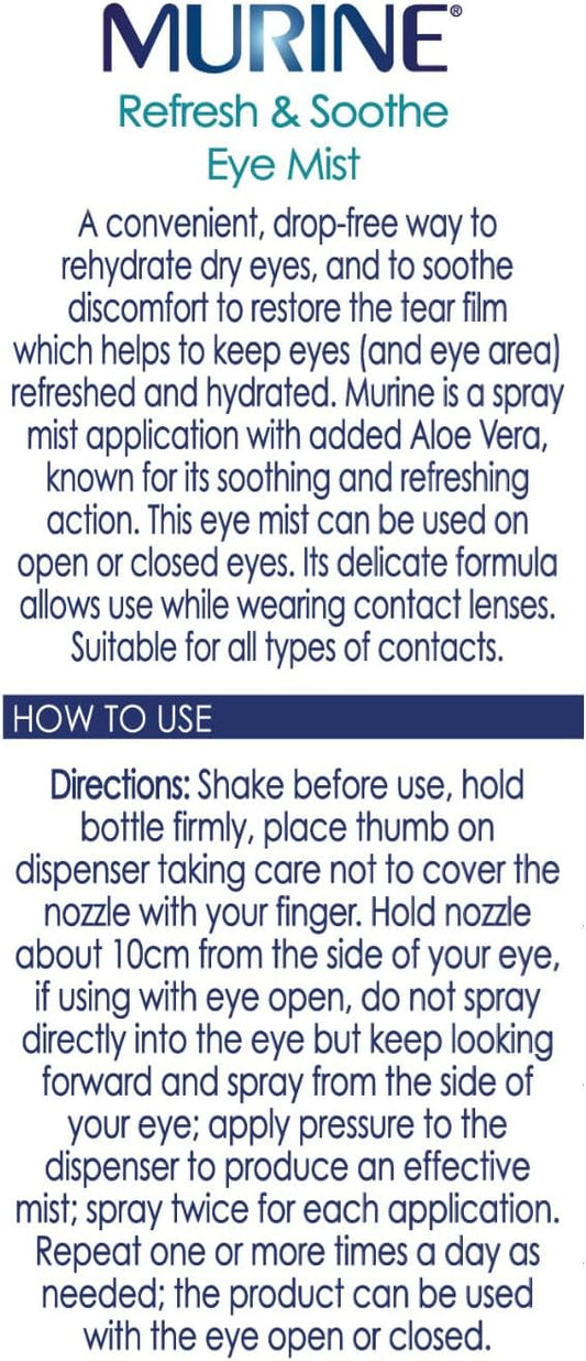 Murine Refresh & Soothe Eye Mist That Soothe, Hydrate And Refresh Dry Or Irritated Eyes, New Formulation,10Ml