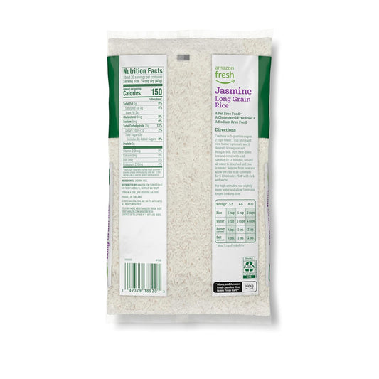 Amazon Fresh, Jasmine Long Grain Rice, 2 Lb (Previously Happy Belly, Packaging May Vary)