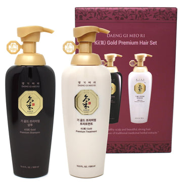 Daeng Gi Meo Ri Ki Gold Premium Shampoo And Treatment Set (500Ml) - Herbal K-Beauty Moisturizing And Hydrating Hair Care For Dry And Damaged Hair