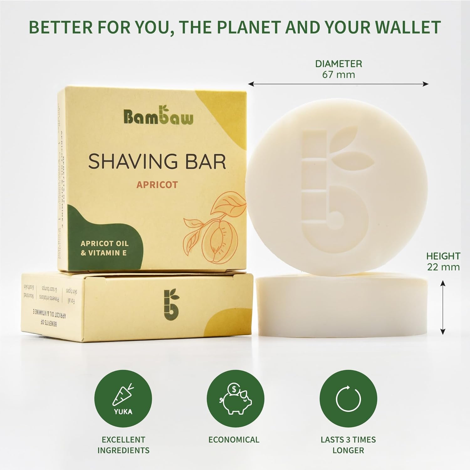Bambaw | Shaving Bar for Women | 80g | Apricot Oil & Vitamin E Natural Soap Bar | Vegan Shave Soap for all Skin Types | Apricot Shaving Block : Amazon.co.uk: Health & Personal Care
