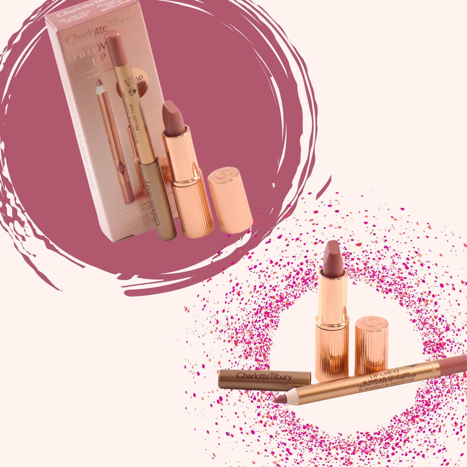 Charlotte Tilbury Pillow Talk Mini Matte Revolution Lipstick And Lip Cheat Lip Liner Mini Travel Size Duo Set : Beauty & Personal Care