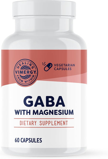 Vimergy Gaba With Magnesium, 60 Servings – Natural Calm & Relaxation Support Capsules – Supports Stress Response & Brain Health - Non-Gmo, Gluten-Free, Kosher, Soy-Free, Vegan, Paleo Friendly