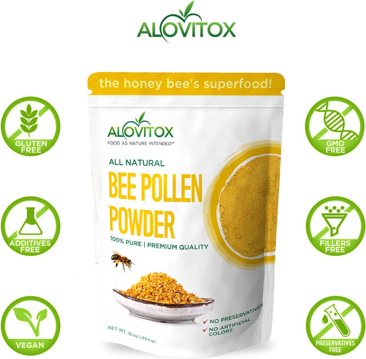 Alovitox Fresh Bee Pollen Powder 16 Oz | 100% Pure, Fresh Natural Raw