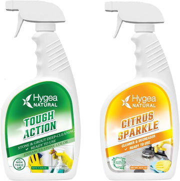 Tough Action Tile & Grout Deep Cleaning Spray 24Oz + Citrus Sparkle Heavy Duty Degreaser & All Purpose Cleaner 24Oz Bundle - Removes Dirt & Scum Without Harsh Chemicals