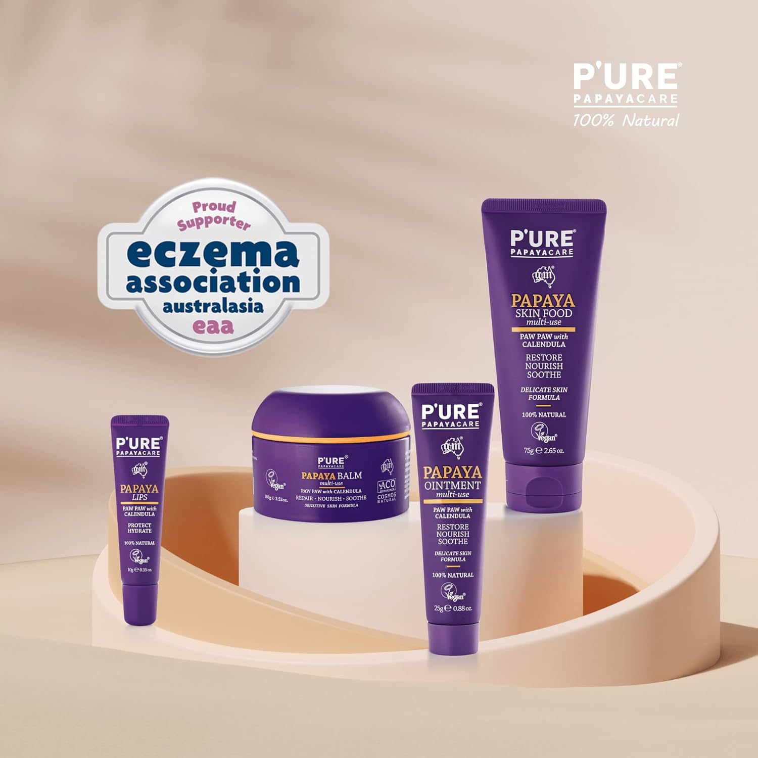 P'Ure Papaya Care Vegan Lip Balm 10G - Papaya Lips - Natural Paw Paw Lip Balm - Jojoba, Calendula, Shea Butter Lip Balm - Organic Lip Balm Lip Treatment For Dry Cracked Lips - Cruelty Free