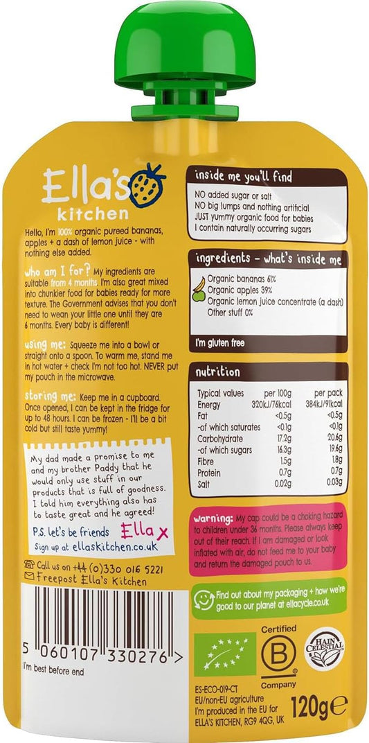 Ella'S Kitchen Organic Bananas And Apples, 120G