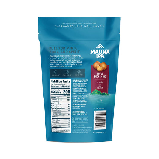 Mauna Loa Premium Hawaiian Roasted Macadamia Nuts, Kiawe Smoked Bbq Flavor, 4 Oz