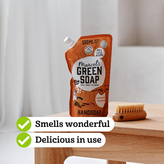 Marcel'S Green Soap - Hand Soap Refill Sandalwood & Cardamom - Handwash Dispenser Refill - 100% Eco Friendly - 100% Vegan - 97% Biodegradable - 500 Ml (Pack Of 2)