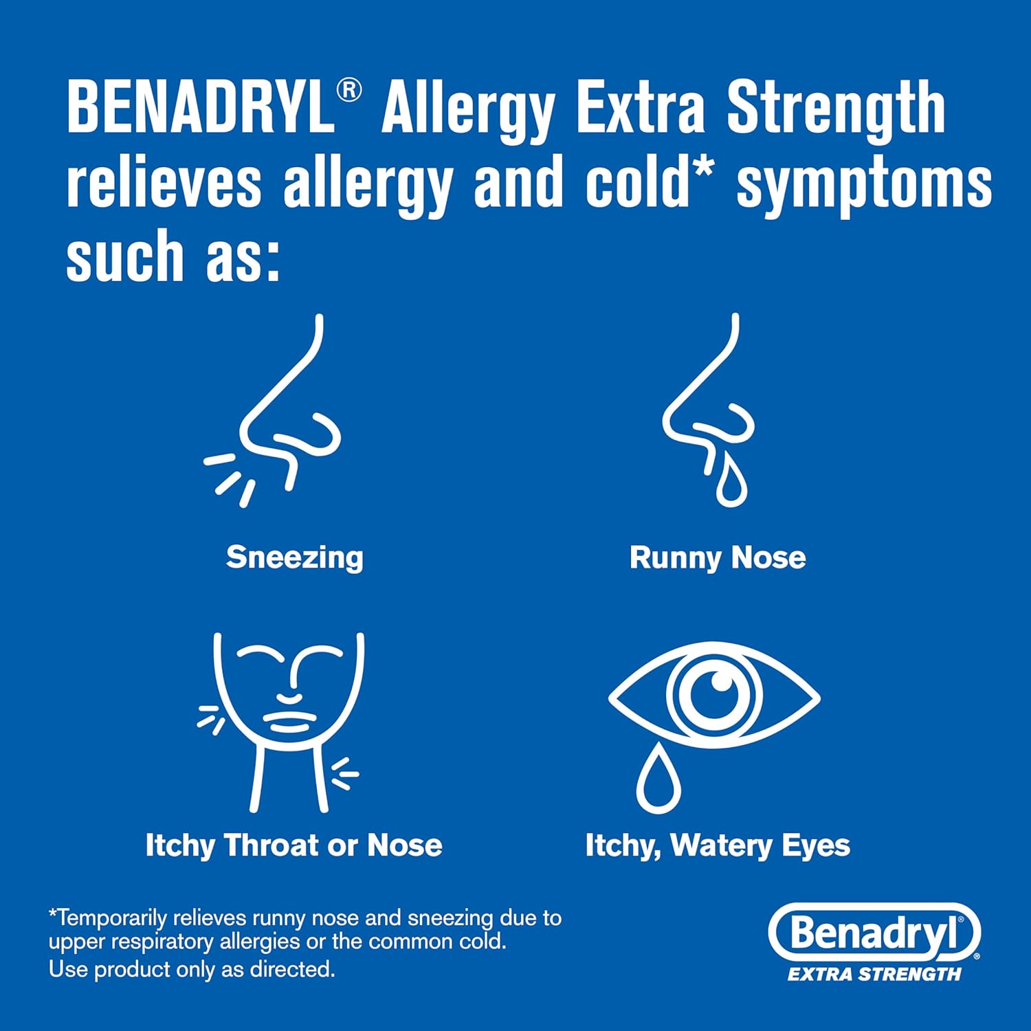 Benadryl Extra Strength Allergy Relief, 50mg Diphenhydramine Tablets - 24ct : Health & Household