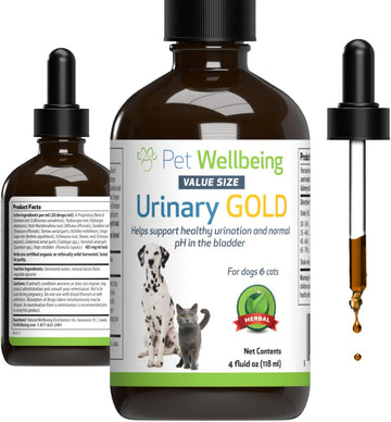 Pet Wellbeing Urinary Gold For Dogs & Cats - Vet-Formulated - Urinary Tract Health, Supports Normal Urinary Ph - Natural Herbal Supplement 4 Oz (118 Ml)
