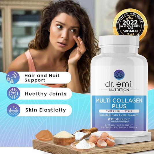 Dr. Emil Nutrition Multi Collagen Plus Sleep Bundle - Collagen Peptide Pills & Ez Doze Plus Sleep Aid With Melatonin Gaba & 5Htp