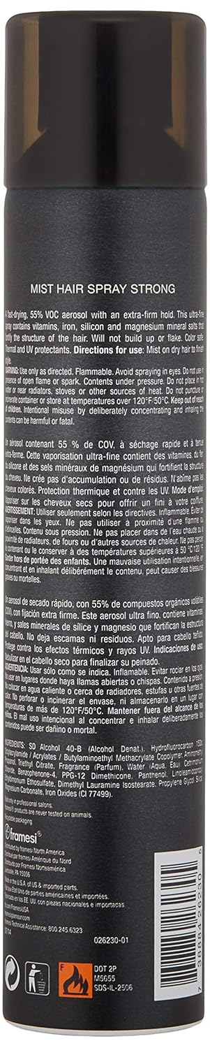 Framesi By Lava Mist Hair Spray, Strong Hold Hair Spray For Color Treated Hair, 10 Oz