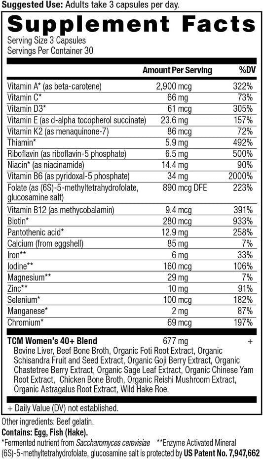 Ancient Nutrition Multivitamin For Women 40, Multi Vitamin And Immune Support With Vitamin D & C, 20 Vitamins And Minerals, Stress And Sleep Support, Supports Bone And Blood Health, 90 Capsules