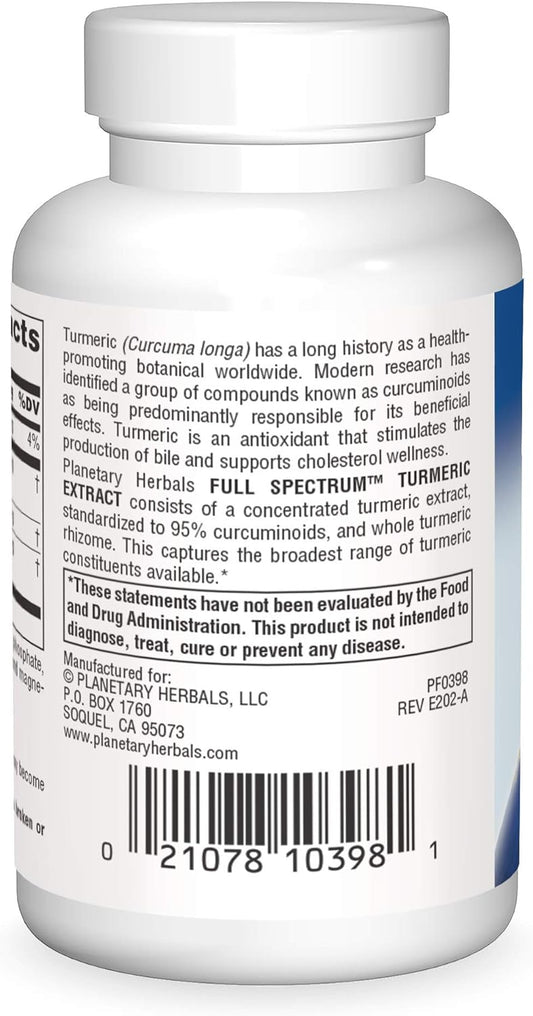 Planetary Herbals Full Spectrum Turmeric Extract Tablets, 450 mg, 60 Count