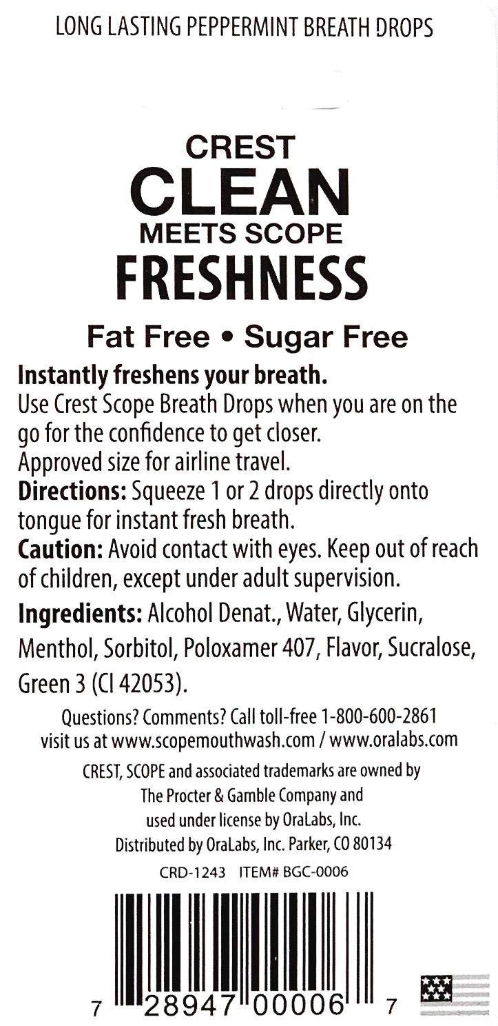 Crest Scope Breath Drops - Long Lasting Peppermint Liquid Breath Fresheners 12 Count : Health & Household