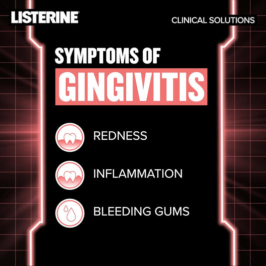 Listerine Clinical Solutions Gum Health Antiseptic Mouthwash, Antigingivitis & Antiplaque Oral Rinse Helps Prevent Buildup & Immediately Kills Germs For Healthier Gums, Icy Mint, 1 L