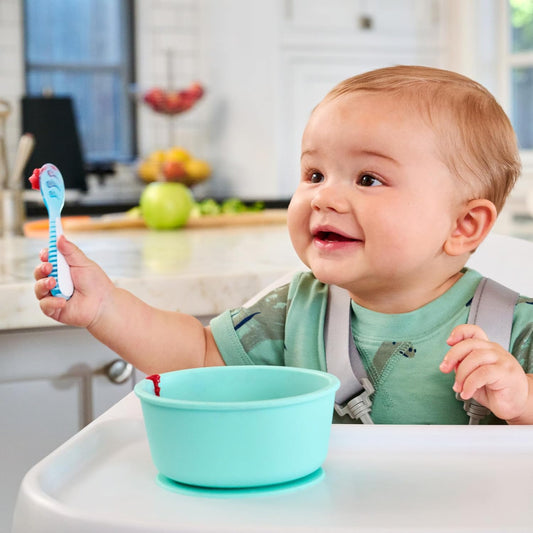 Munchkin® Gentle Dip™ Multistage First Spoon Set For Baby Led Weaning, Self Feeding, Solids & Purees, 3 Pack, Blue/Green