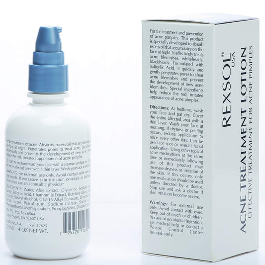 Rexsol Acne Treatment Lotion Nighttime Salicylic Acid Lotion (120 Ml / 4 Fl Oz)