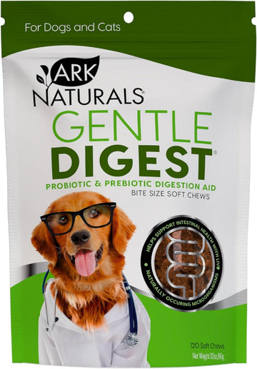 Ark Naturals Gentle Digest Soft Chews, Vet Recommended Dog And Cat Prebiotics And Probiotics, Digestive And Immune System Support, 120 Count