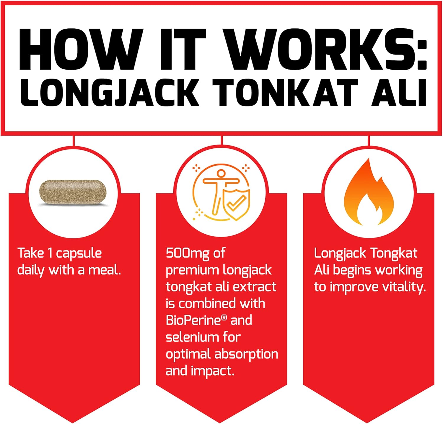Force Factor Longjack Tongkat Ali 500 Mg For Men, Longjack Tongkat Extract To Support Male Vitality & Improve Drive, Capsules With Bioperine Black Pepper Extract, 30 Count (Pack Of 3)