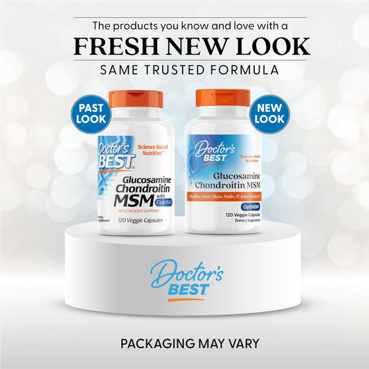 Doctor'S Best Glucosamine Chondroitin Msm With Optimsm Capsules, Supports Healthy Joint Structure, Function & Comfort, Non-Gmo, Gluten Free, Soy Free, 120 Count (Pack Of 1)