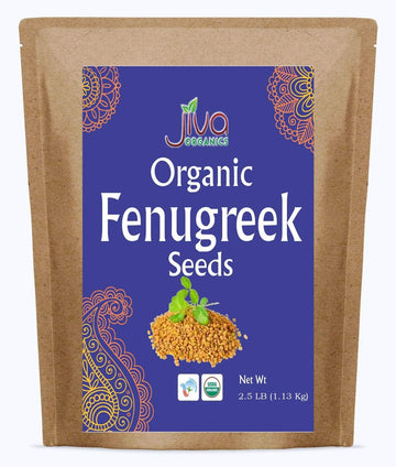 Jiva Organic Fenugreek Seeds 2.5 LB Bulk - As Seen On Tik Tok - Whole Methi Seeds - Non GMO, Non-Irradiated, Gluten Free - (Fenogreco En Semillas)