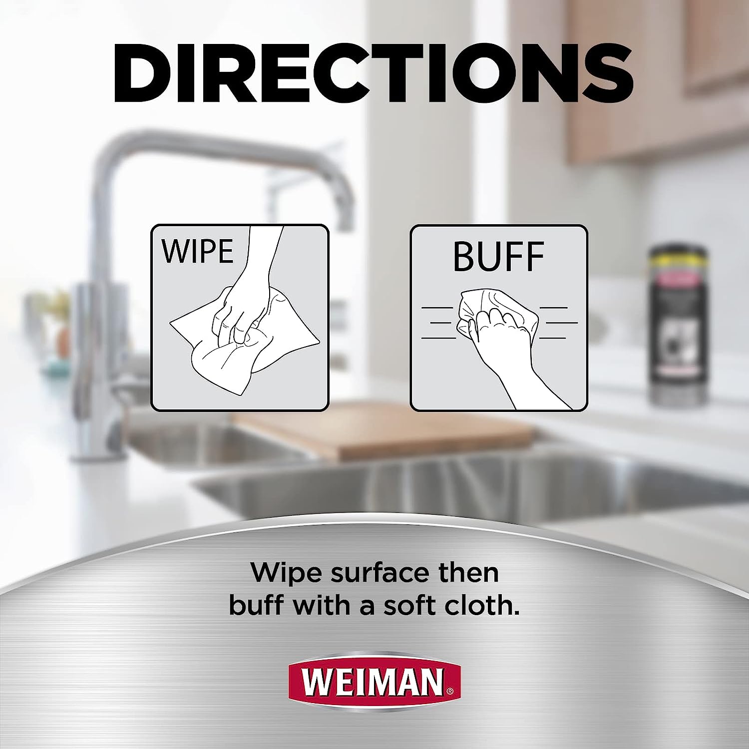 Weiman Stainless Steel Cleaner and Polish Wipes Bundle with Microfiber Cloth-Removes Fingerprints, Water Marks and Grease from Appliances - Works Great on Refrigerators, Ovens, and Grills : Health & Household