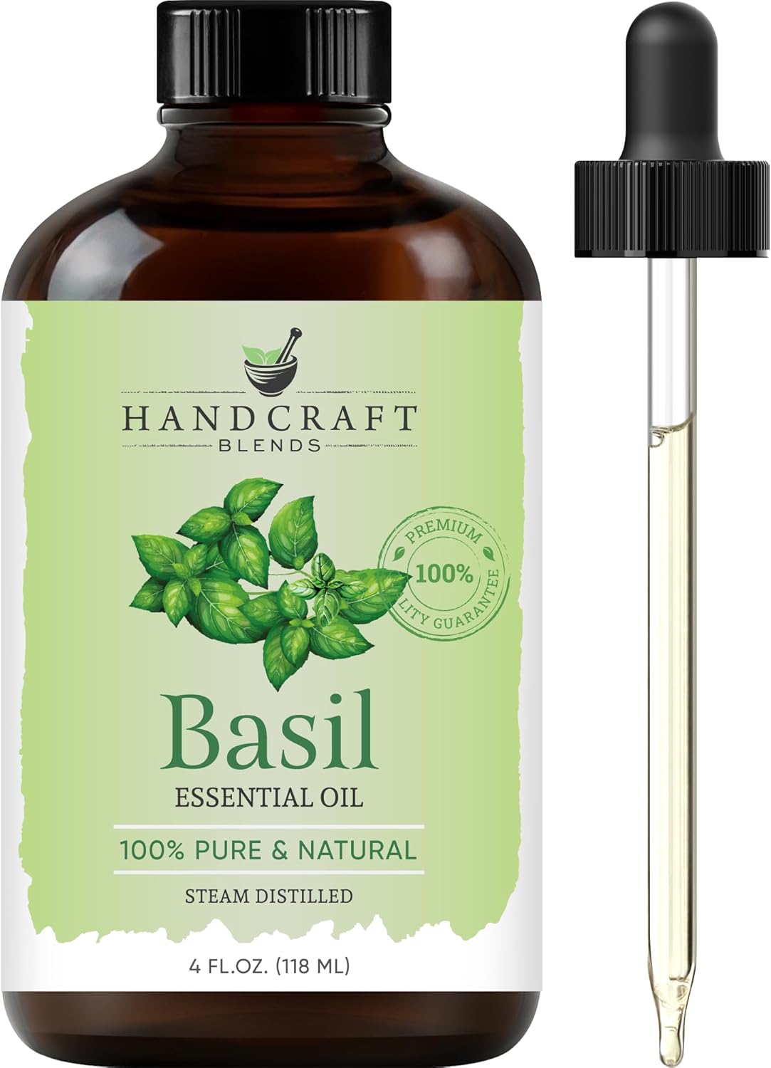 Handcraft Blends Basil Essential Oil - Huge 4 Fl Oz - 100% Pure And Natural - Premium Grade With Glass Dropper