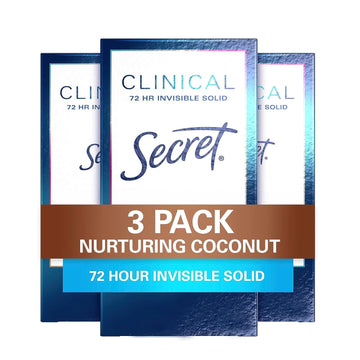 Secret Clinical Invisible Solid Antiperspirant Deodorant For Women Coconut 1.6Oz (Pack Of 3)