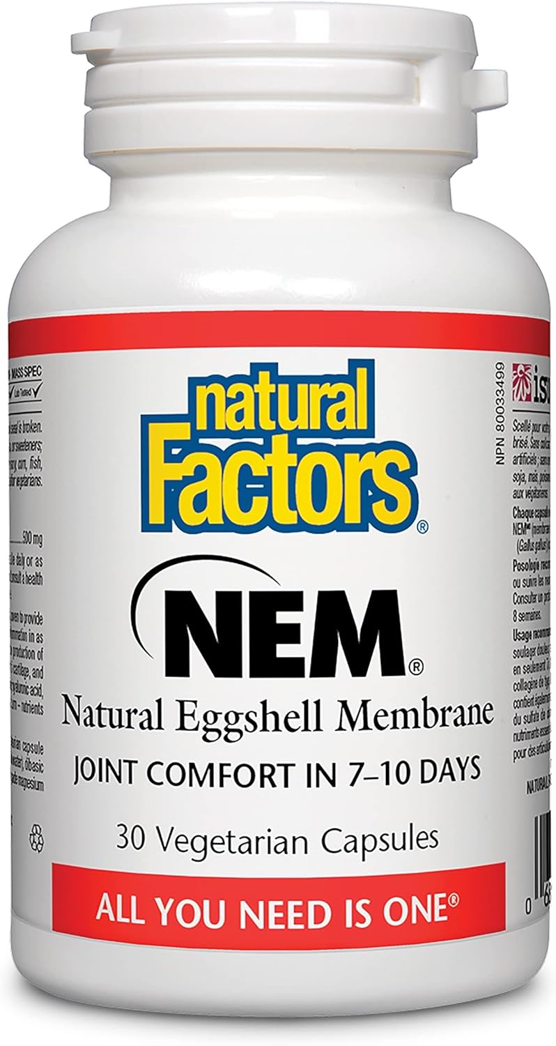 Natural Factors, NEM Natural Eggshell Membrane, Promotes Joint Comfort and exibility, 30 Capsules