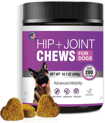 Glucosamine For Dogs 200Pcs Joint Support Supplement Dog Hip And Joint Chondroitin Chews Treats With Msm Hemp Dog Joint Pain Relief Mobility Supplements Chicken Flavor Fit All Large Small Medium Breed