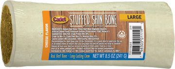 Cadet Stuffed Shin Bone - Highly Digestible, High Protein, Long-Lasting Dog Chew Bone For Aggressive Chewers, Supports Dental Health, - Cheese Flavor, Large (1 Count)