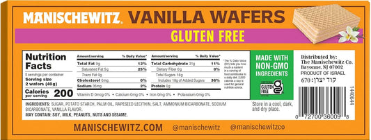 Manishewitz Gluten Free Vanilla Wafers, 7oz (3 Pack) Crispy Wafer with Creamy Vanilla Filling, Easy Grab-and-Go Snack : Grocery & Gourmet Food